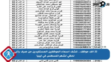 22 ألف موظف.. كشف أسماء الموظفين المستفيدين من صرف راتبي لحظي لشهر أغسطس في ليبيا